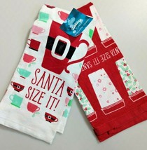 St. Nicholas Square Set of 2 Santa Size It Coffee Kitchen Towels NWT - £7.85 GBP