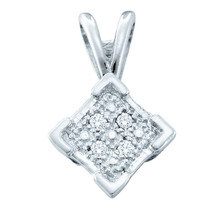 Sterling Silver Womens Round Diamond Diagonal Square Cluster Pendant .01... - $26.00