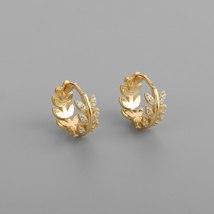 Or leaves circle hoop earrings for women exquisite gold aaa cz buckle earrings birthday thumb200
