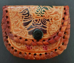Vintage Coin Purse Hand Made Leather Llama Pouch Snap Closure New  #11 - £6.38 GBP