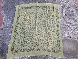 Vintage cotton floral scarf, light green/beige square scarf, retro summe... - $35.00