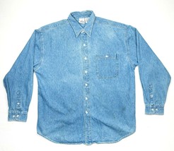 Vintage The Disney Store Button Down Denim Shirt Mens L Blue Winne the Pooh - £17.15 GBP
