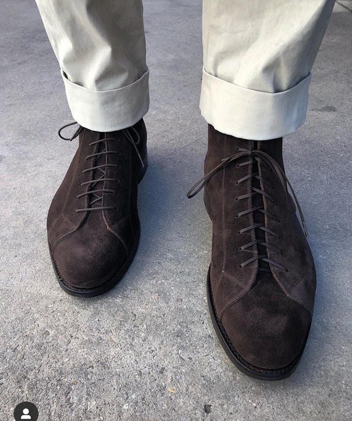 Handmade Men's Shoes Dark Brown Suede Leather Unique Style Premium Quality