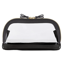 Clear Bow Cosmetic Bag Travel Pouch Purse 10.5x6.5in - CELEAR/BLACK D4279 New - £21.30 GBP