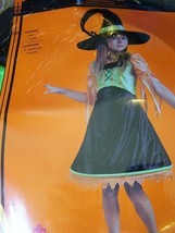 Girl&#39;s Size Small 4-6X Twisted Witch Halloween Costume Hoop Skirt Dress Hat New - £19.23 GBP