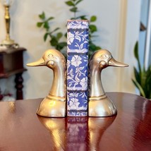 Brass Mallard Duck Head Bookends 2pc Set MCM Vintage Korea 6.5” - £27.35 GBP