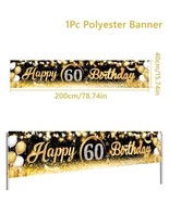 Happy 60th Birthday Banner Birthday Party Sign Backdrop Banner For Men W... - £9.58 GBP