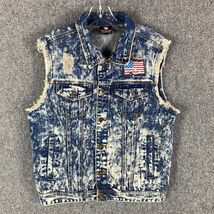 Southpole Denim Vest Men&#39;s Large Double Front Pockets USA Flag Patch Adu... - $55.83 CAD