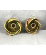2 Vtg West Coast Pottery California MCM  Lotus Flower Candle Holders Cha... - $21.66 CAD