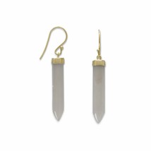 Grey Moonstone Pencil Designer Dangle Earrings 14k Gold Plated Gemstone Jewelry - £121.92 GBP