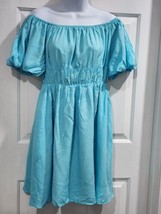 Merokeety Blue  Off Shoulder Short Sleeve Shirted Lined Party Dress Ruff... - $21.46