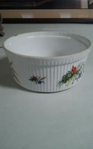 VINTAGE &quot;BIA&quot; CORDON BLEU PORCELAIN CASSOROLE DISH Floral Wheat Ribbed S... - £15.84 GBP