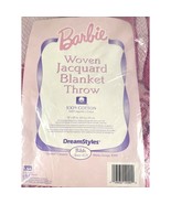 Vintage 1990s Barbie Pink Woven Jacquard Throw Blanket 47x68 NIP by Bibb... - $64.52