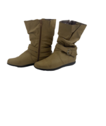 Comfortview Madison Womens Brown Slouch Mid Calf Flat Boots 9.5 M Zip Vegan - $17.50