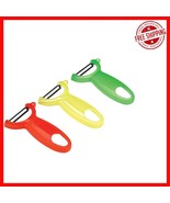 Razor-Sharp 4-Inch Swiss Peeler Set in Red, Green, Yellow - Ergonomic De... - $39.93 CAD