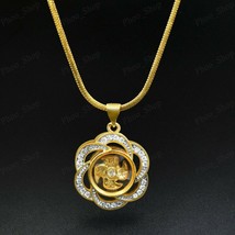 Necklace Spin Flower Blade CZ 22K 23K 24K Thai Baht Yellow Gold Plated 18-24 In. - £28.15 GBP