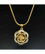 Necklace Spin Flower Blade CZ 22K 23K 24K Thai Baht Yellow Gold Plated 1... - £28.18 GBP