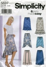 Simplicity Pattern 5597 Misses&#39; Skirts, P5 (12-20) UNCUT Waist 26.5-34 Hip 36-44 - $14.85