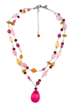 Lia Sophia Layered Two Strand Pink Beaded Rhodolite Pendant Necklace - $17.82