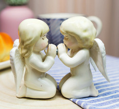 Ebros Nostalgic Praying Boy And Girl Angels Magnetic Ceramic Salt Pepper Shakers - £13.28 GBP