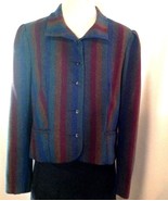 Jacket Women Swingles Size 13/14 Red Brown Blue Striped Long Sleeves Lin... - £20.33 GBP