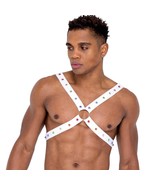 Rainbow Studded Harness O Rings Spiked Elastic Straps Stretch Pride Whit... - £23.38 GBP