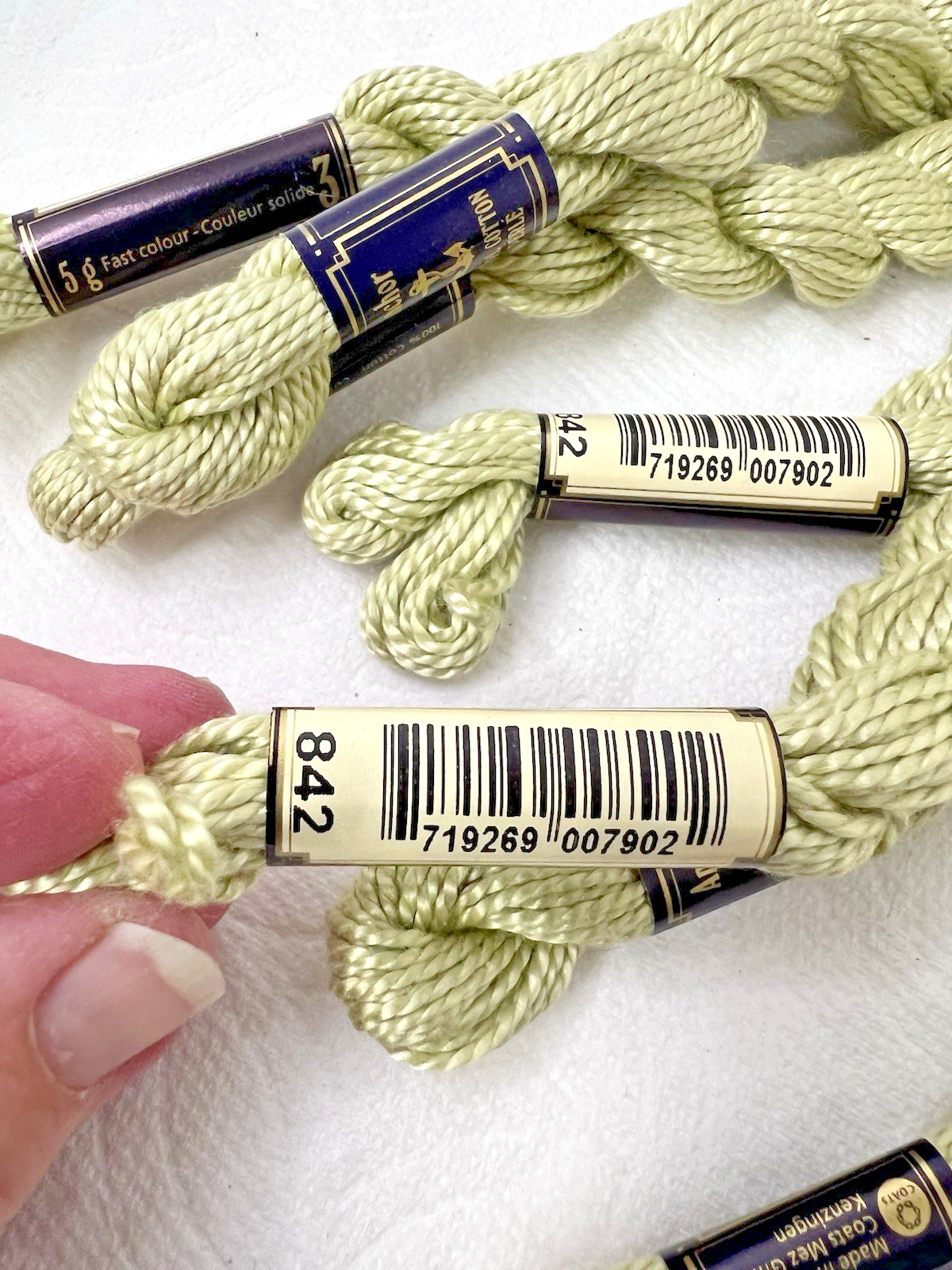 7 MINT Anchor Perle Pearl Cotton #842 Soft Green Embroidery Floss Vintage Skein Item image 2