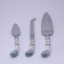 Prill Sheffield England 3pc Cake Pastry Cutlery Set Porcelain Handles - £39.40 GBP