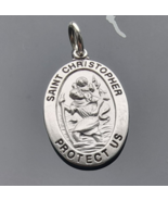 VINTAGE CHAPEL 925 sterling silver SAINT CHRISTOPHER PROTECT US  MEDAL - €38,82 EUR