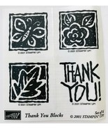 Thank You Blocks 4 Rubber Stamps Butterfly Flower Leaf Stampin Up New U/... - £3.51 GBP
