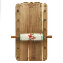 Pioneer Woman Painted Meadows Ceramic Rolling Pin with Wood Holder Rack ... - $56.97
