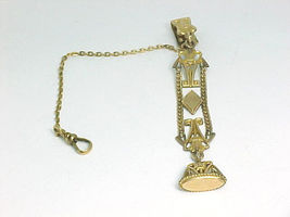 Gold Filled Pocket Watch Chain &amp; Wax Seal Fob - Antique Victorian -FREE Shipping - £185.68 GBP