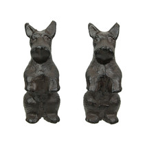 Set of 2 Brown Cast Iron Scottie Dog Sculptures Home Decor Figurine Art Statue - £26.06 GBP