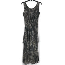 Kische Dress Size M Medium Maxi Dress Brown Lined Elastic Waist VNeck Sl... - £17.84 GBP