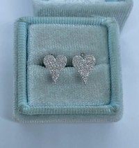 1.25Ct Natural Moissanite Tester Pass Heart Stud Earrings 14K White Gold Plated - £104.60 GBP