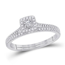 10kt White Gold Round Diamond Halo Bridal Wedding Ring Band Set 1/4 Ctw - £408.73 GBP