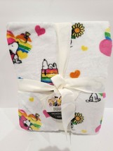 Valentines Day Berkshire Peanuts Snoopy Rainbow Hearts Throw Blanket 50”x70” - $39.59