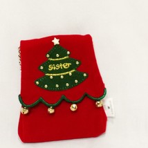 Sister Red Velvet Fabric Pouch Christmas Ornament 2003 Hallmark 3&quot; Jingle Bells - £13.21 GBP