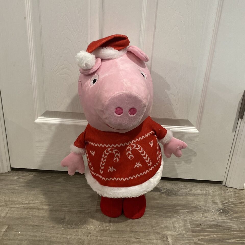 20" Tall Peppa Pig Plush Christmas Door Greeter Stand Up Plush 2003 CLEAN! - £48.41 GBP