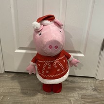 20&quot; Tall Peppa Pig Plush Christmas Door Greeter Stand Up Plush 2003 CLEAN! - £48.33 GBP