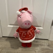 20&quot; Tall Peppa Pig Plush Christmas Door Greeter Stand Up Plush 2003 CLEAN! - £46.21 GBP