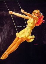 Al Buell 8.5X11 Pinup Girl Poster Sexy Blonde Swinger Yellow Dress Photo Hot Art - £10.27 GBP