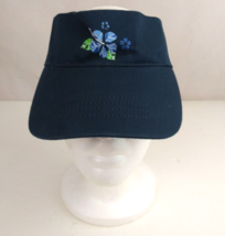 Blue Floral Graphic Women&#39;s Adjustable Visor Cap Hat - $11.87