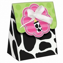 Baby Cow Print Girl Baby Shower Favor Bags w/Ribbon 12 Per Pack 4.5&quot; x 3... - £8.62 GBP