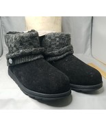 Muk Luks Boots Womens 8 Gray Black Water Resistant Sweater Bootie Knit S... - £18.77 GBP