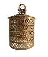 Hollywood Regency Gold Tone Filigree Metal Toilet Paper Roll Cover Vinta... - $30.60