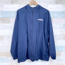 The Citadel Vintage Windbreaker Rain Jacket Blue Hooded Full Zip Mens Large - $39.59