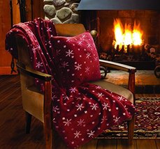 Lady Sandra Home Fashions Snowflake Holiday Throw Blanket and Pillow Set - £28.85 GBP