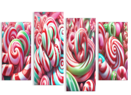 NEW! Ready To Hang 4 Panel The Peppermint Party Wrapped Canvas WOW!  - £71.93 GBP