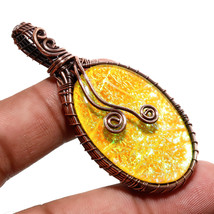 Australian Triplet Opal Gemstone Copper Wire Wrap Pendant Jewelry 2.40&quot; SA 1095 - £5.98 GBP